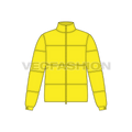 Mens Puffer Climbing Jacket flat sketch, front view