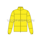 Mens Puffer Climbing Jacket flat sketch, front view