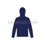 Mens Puffer Coat flat sketch, back view