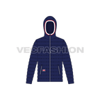 Mens Puffer Coat flat sketch, front view