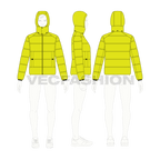 Mens Puffer Jacket flat sketch, croqui sketch