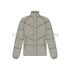 Best Puffer Jacket Mens flat sketch, front view