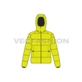 Mens Puffer Jacket flat sketch, front view