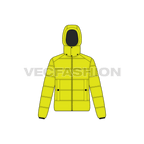 Mens Puffer Jacket flat sketch, front view