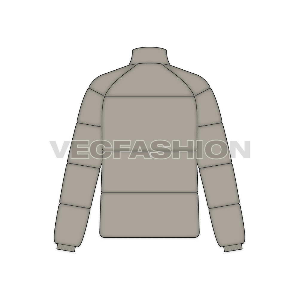Best Puffer Jacket Mens flat sketch, back view