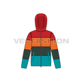 Mens Puffer Jacket flat sketch, front view