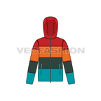 Mens Puffer Jacket flat sketch, front view