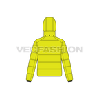 Mens Puffer Jacket flat sketch, back view