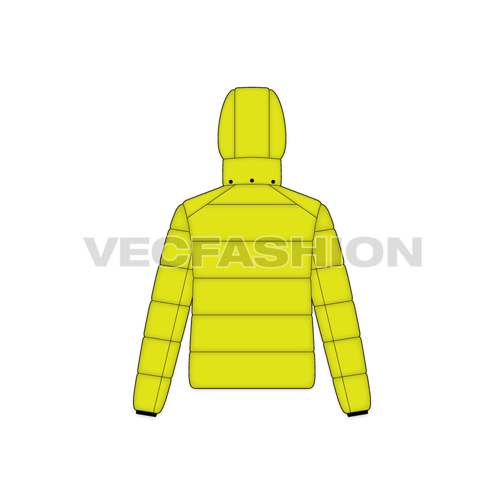 Mens Puffer Jacket flat sketch, back view