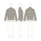Best Puffer Jacket Mens flat sketch, croqui sketch