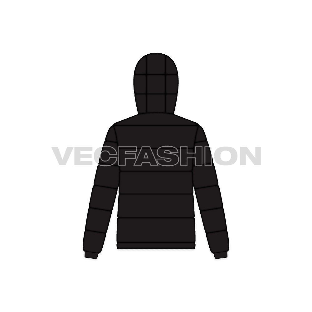 Mens Puffer Jacket With Detachable Hood back view