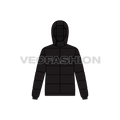Mens Puffer Jacket with Detachable Hood flat sketch, front view