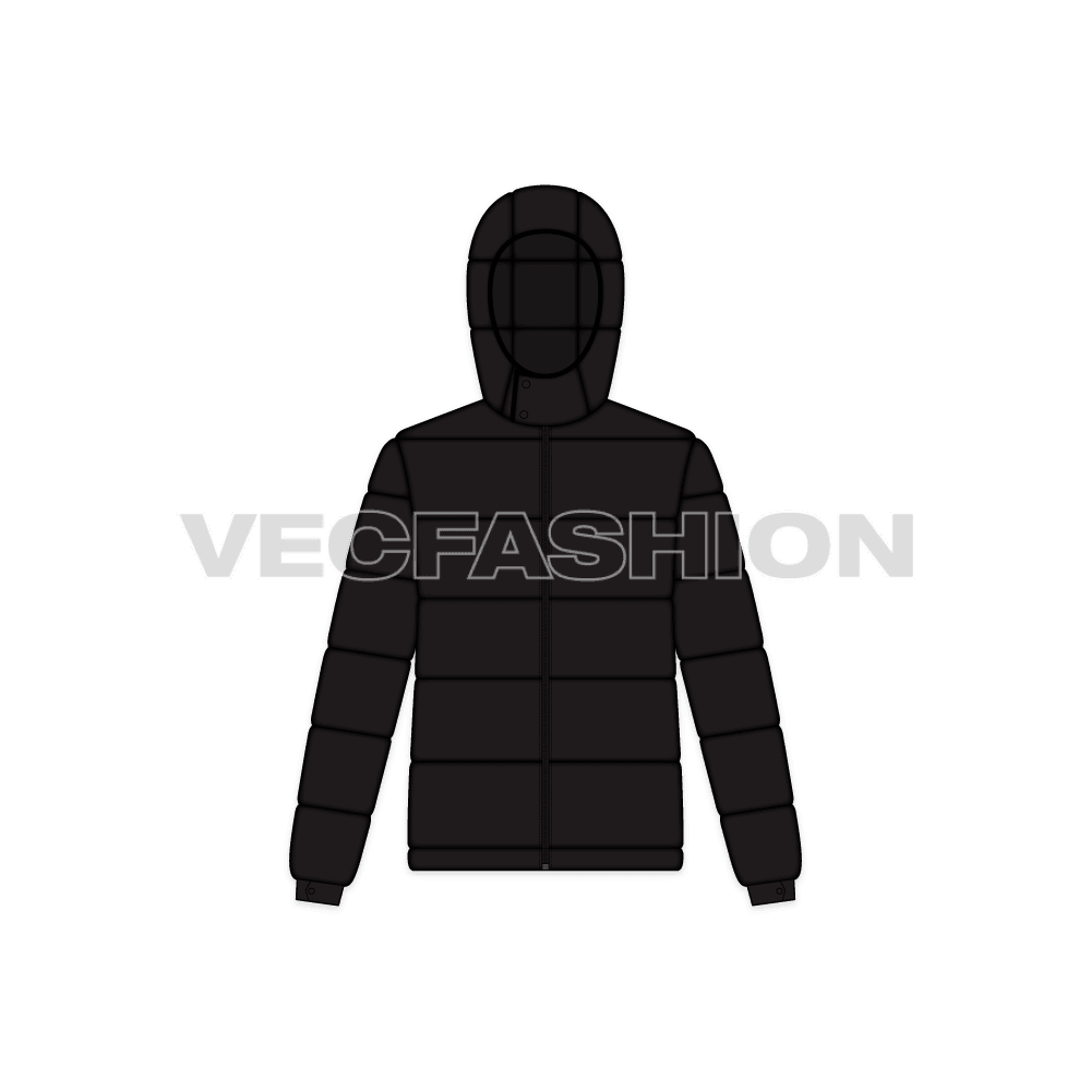 Mens Puffer Jacket With Detachable Hood front view