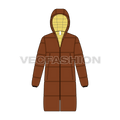 Mens Puffer Jacket with Oversized Hood flat sketch, front view