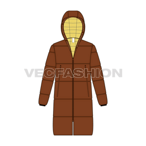 Mens Puffer Jacket With Oversized Hood front view