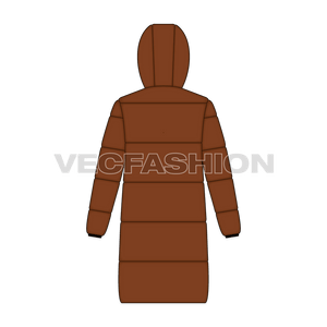Mens Puffer Jacket With Oversized Hood back view