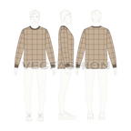 Mens puffer sweatshirt flat sketch, croqui sketch