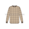 Mens puffer sweatshirt flat sketch, front view