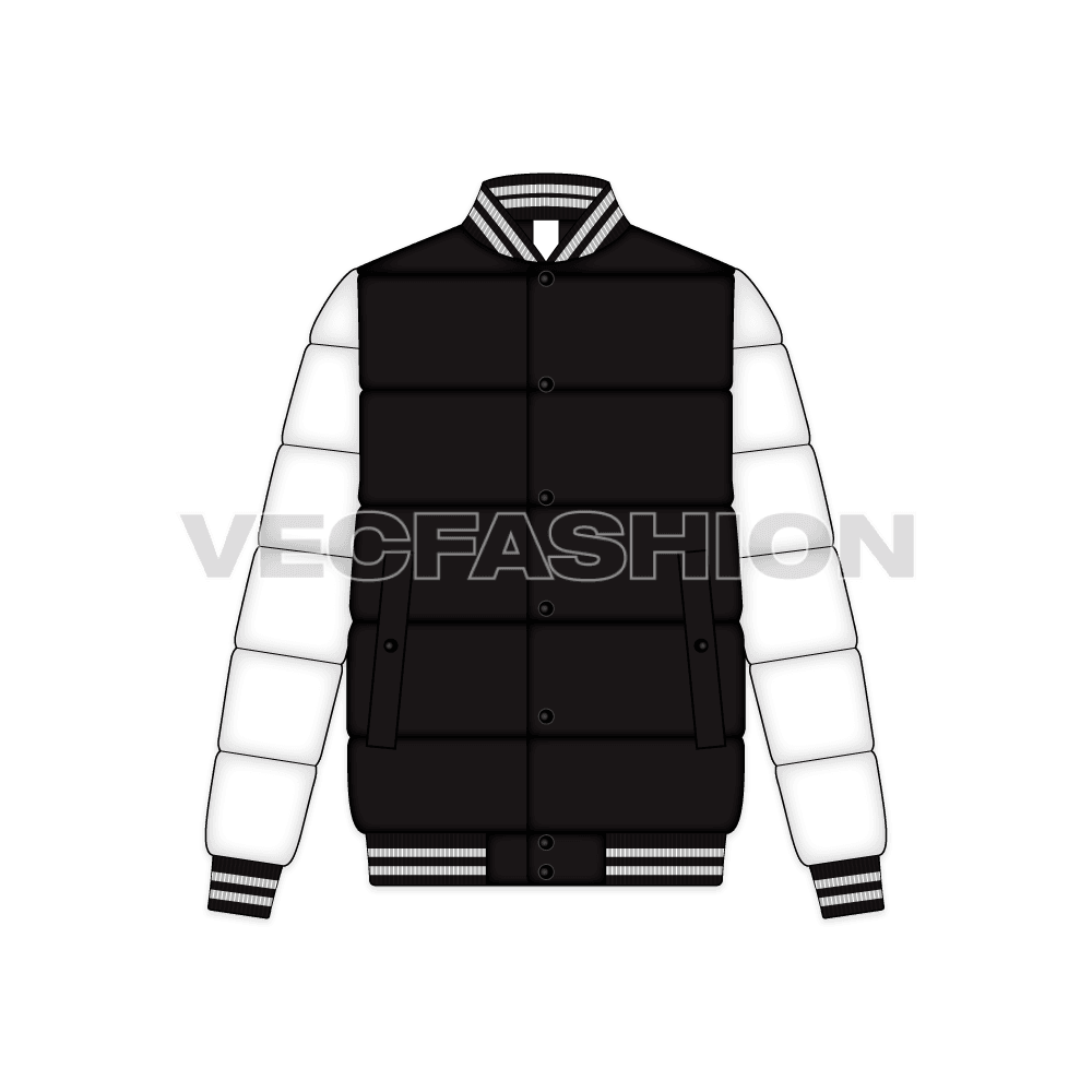 Mens Puffer Varsity Jacket front view