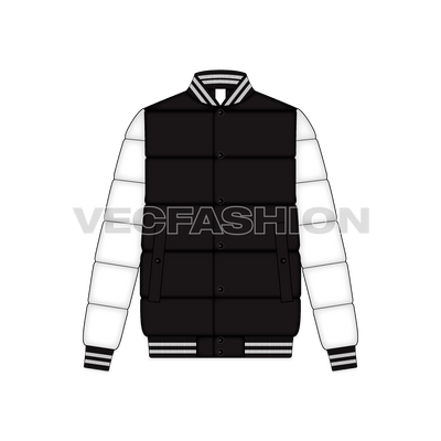 Mens Puffer Varsity Jacket front view