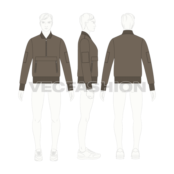 Bomber Jacket Template Png - Vector Bomber Jacket Template, Transparent Png  - kindpng