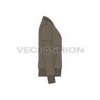 Mens Pullover Bomber Jacket flat sketch, side view
