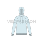 Mens pullover hoodie jumper flat sketch, front view