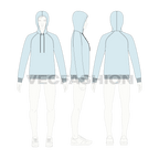 Mens pullover hoodie jumper flat sketch, croqui sketch