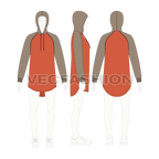 Mens pullover hoodie with round hem flat sketch, croqui sketch
