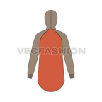 Mens pullover hoodie with round hem flat sketch, back view