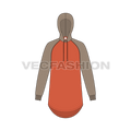 Mens pullover hoodie with round hem flat sketch, front view