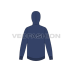 Mens pullover with oversized hood flat sketch, back view