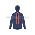 Mens pullover with oversized hood flat sketch, front view
