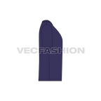 Mens purple v neck t-shirt flat sketch, side view