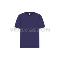 Mens purple v neck t-shirt flat sketch, front view