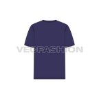 Mens purple v neck t-shirt flat sketch, back view