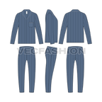 Mens pyjama shirt nightsuit flat sketch, showing all views, front, side and back
