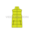Mens quilted puffer vest flat sketch, front view