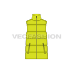 Mens quilted puffer vest flat sketch, front view