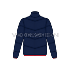 Mens Quilted Windbreaker Jacket flat sketch, front view
