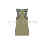 Mens racerback gym tank flat sketch, back view