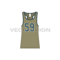 Mens racerback gym tank flat sketch, front view