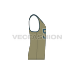 Mens racerback gym tank flat sketch, side view