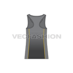 Mens racerback sport tank top flat sketch, back view