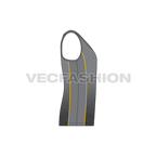 Mens racerback sport tank top flat sketch, side view