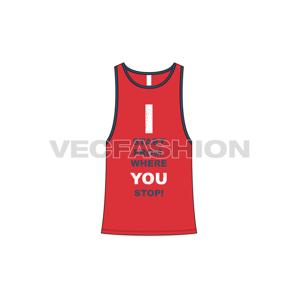 Mens racerback tank top flat sketch, front view