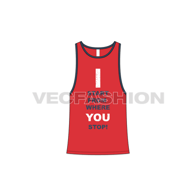 Mens racerback tank top flat sketch, front view