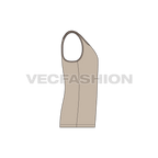 Mens racerback tank top flat sketch, side view