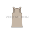 Mens racerback tank top flat sketch, back view