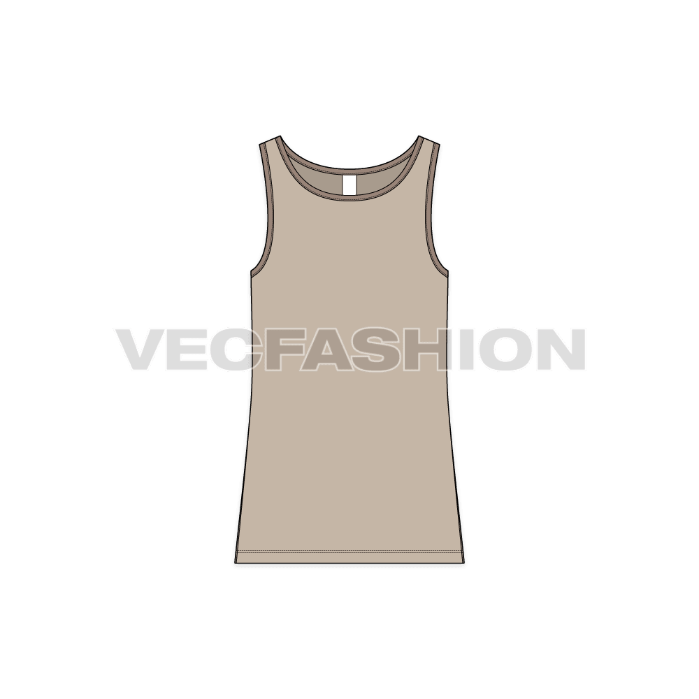 Mens racerback tank top flat sketch, front view
